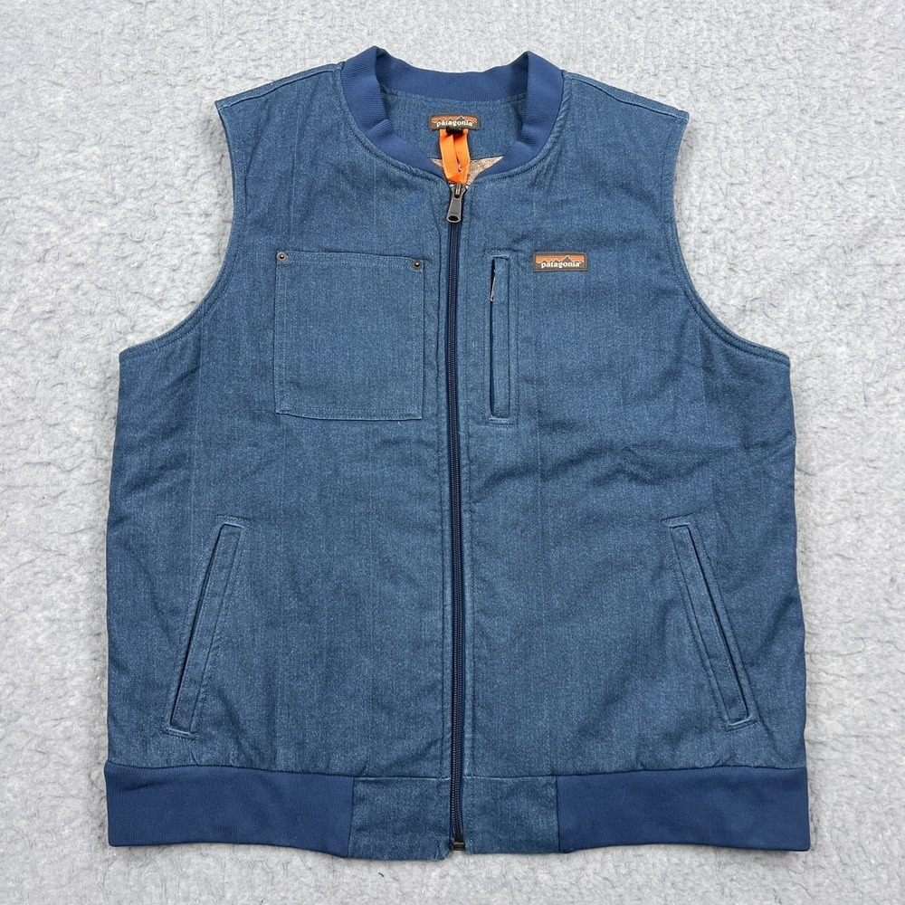 Patagonia All Seasons Hemp Canvas Vest Womens XL Stone Blue Full Zip Chore 26690